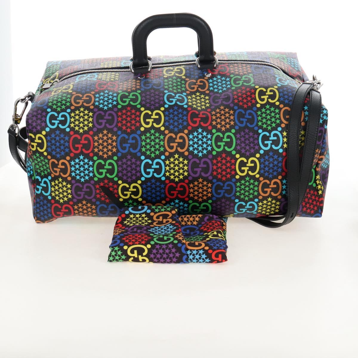 GUCCI GG Psychedelic Boston Bag PVC 2way Multicolor Silver 602619 Auth 209553M