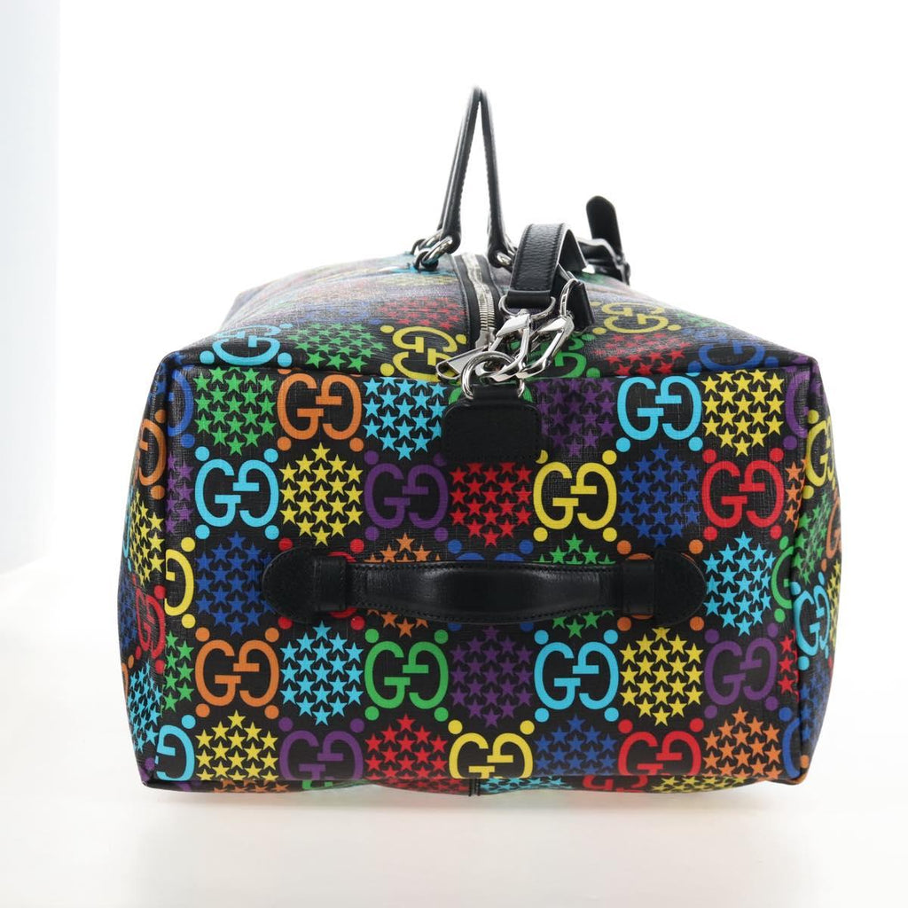GUCCI GG Psychedelic Boston Bag PVC 2way Multicolor Silver 602619 Auth 209553M