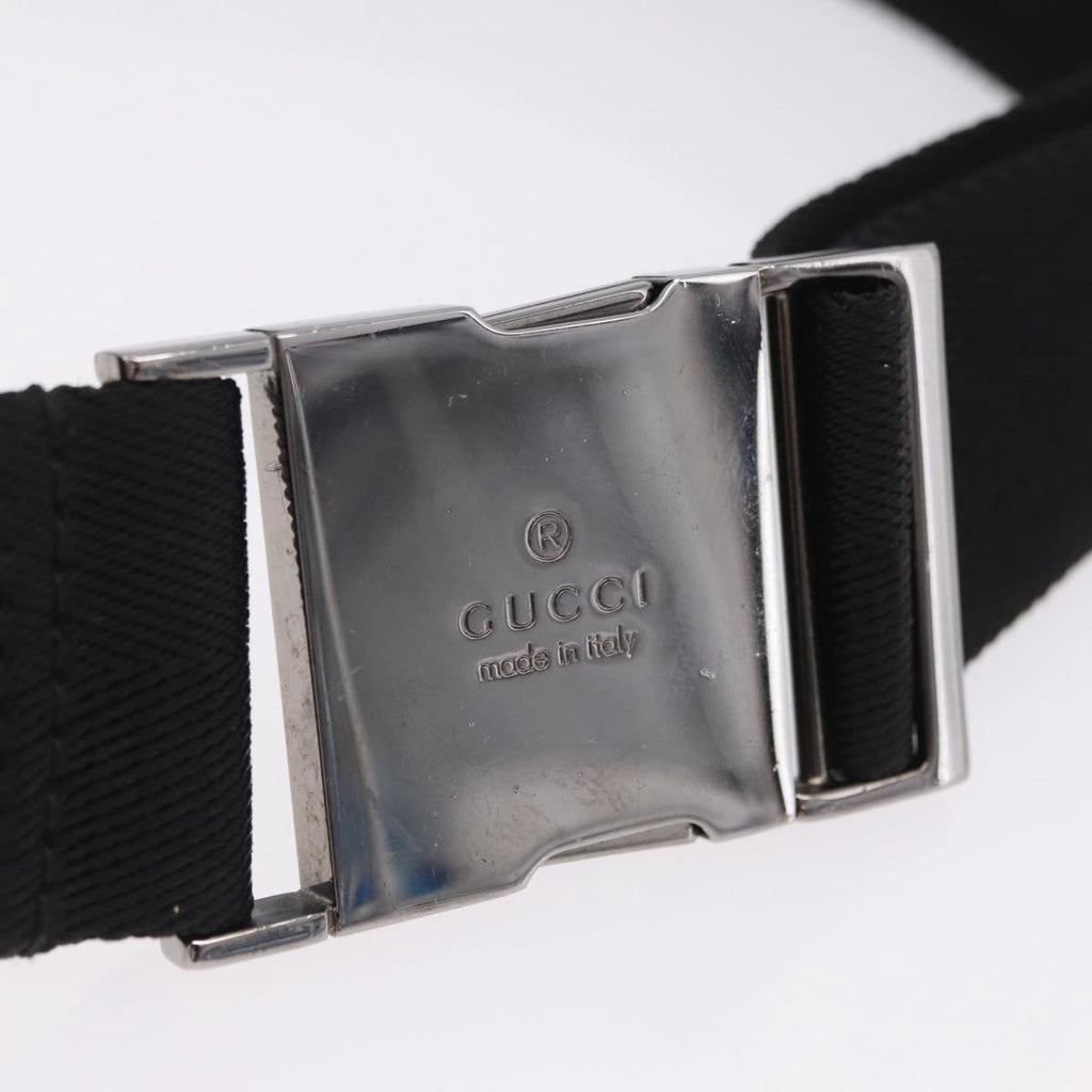 GUCCI GG Canvas Waist Bag Black Silver 131236 Auth 209592A