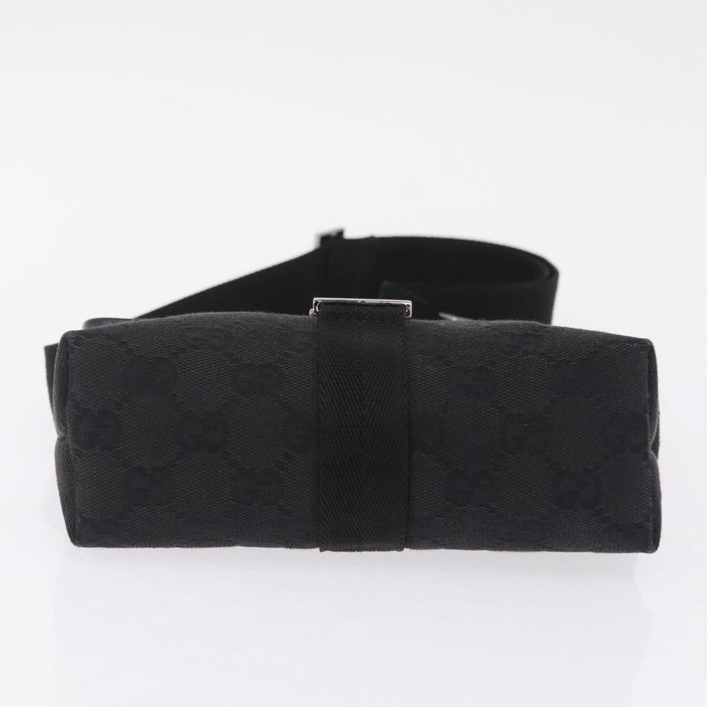 GUCCI GG Canvas Waist Bag Black Silver 131236 Auth 209592A