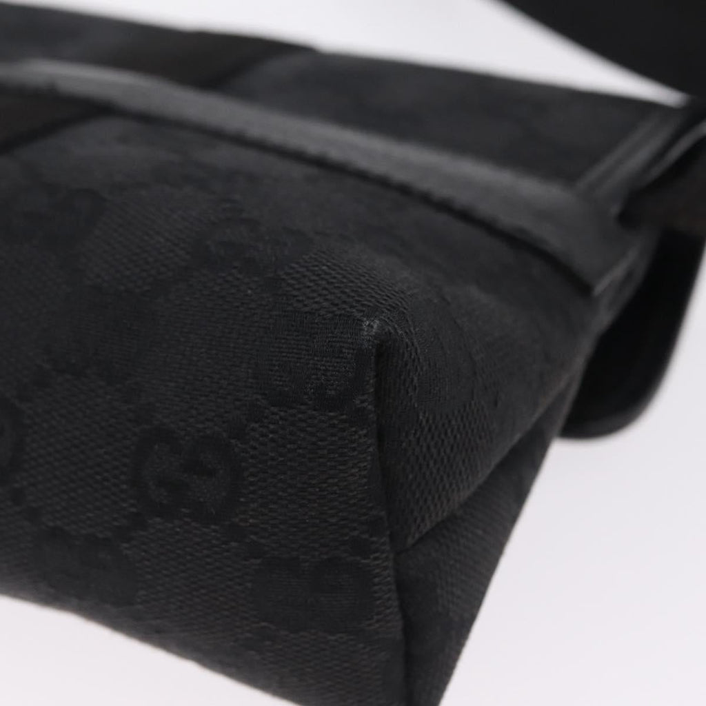 GUCCI GG Canvas Waist Bag Black Silver 131236 Auth 209592A