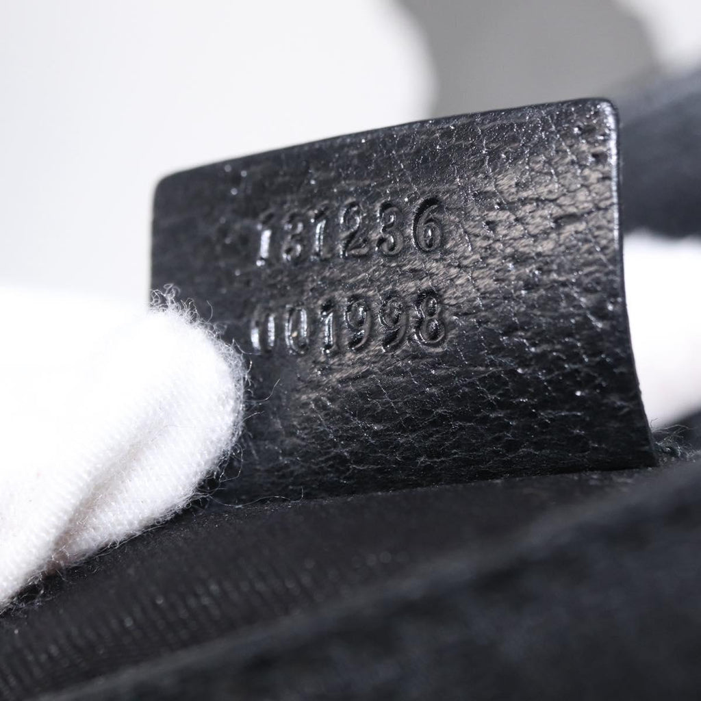 GUCCI GG Canvas Waist Bag Black Silver 131236 Auth 209592A