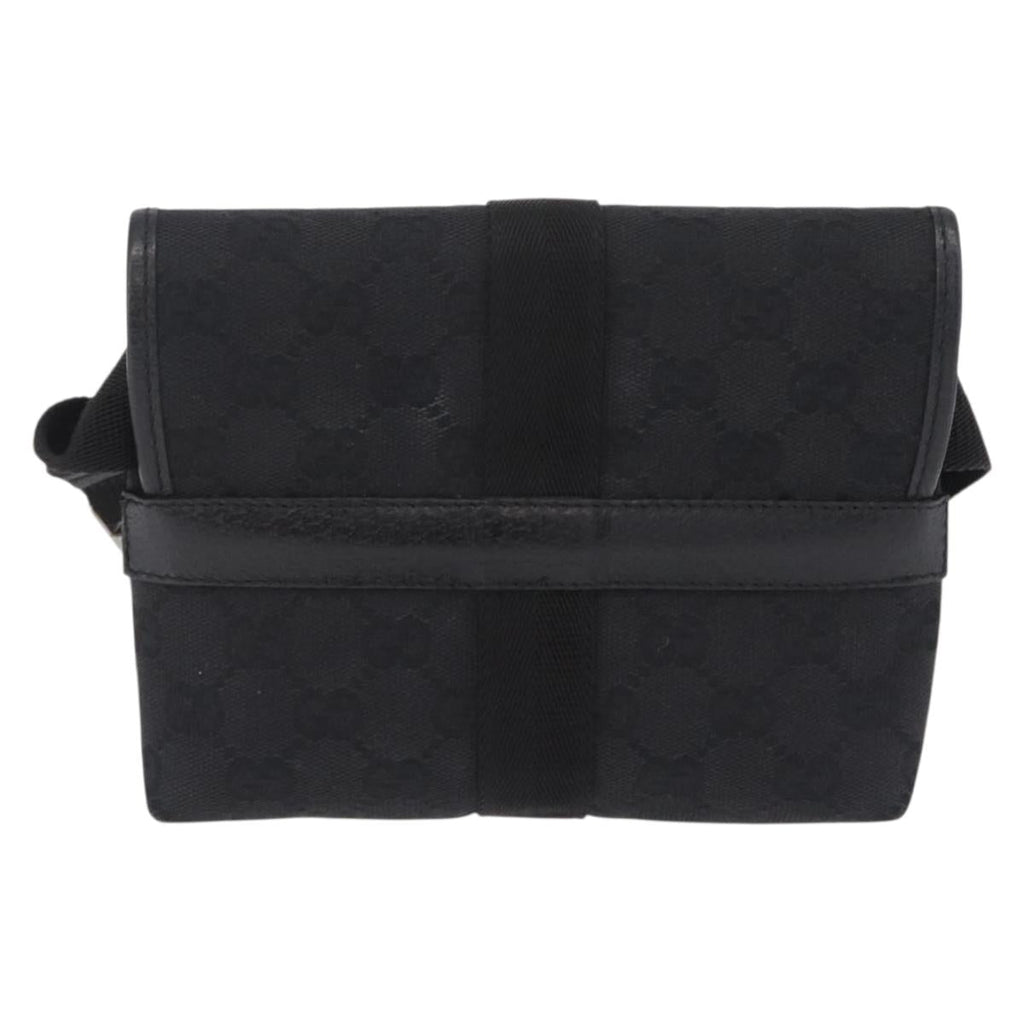 GUCCI GG Canvas Waist Bag Black Silver 131236 Auth 209592A