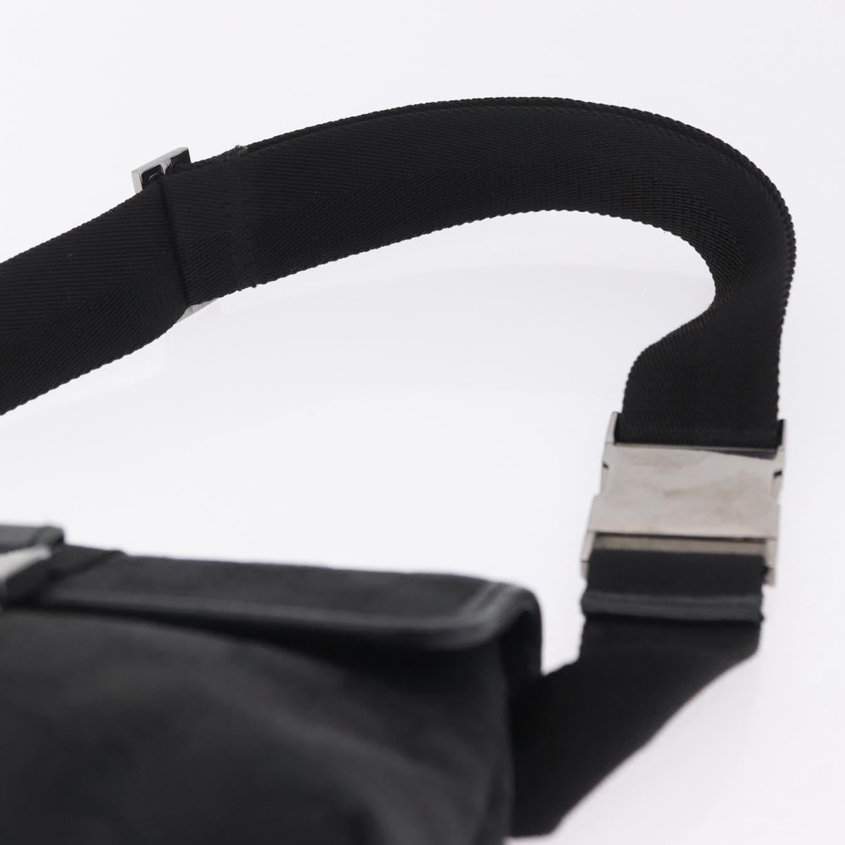 GUCCI GG Canvas Waist Bag Black Silver 131236 Auth 209592A