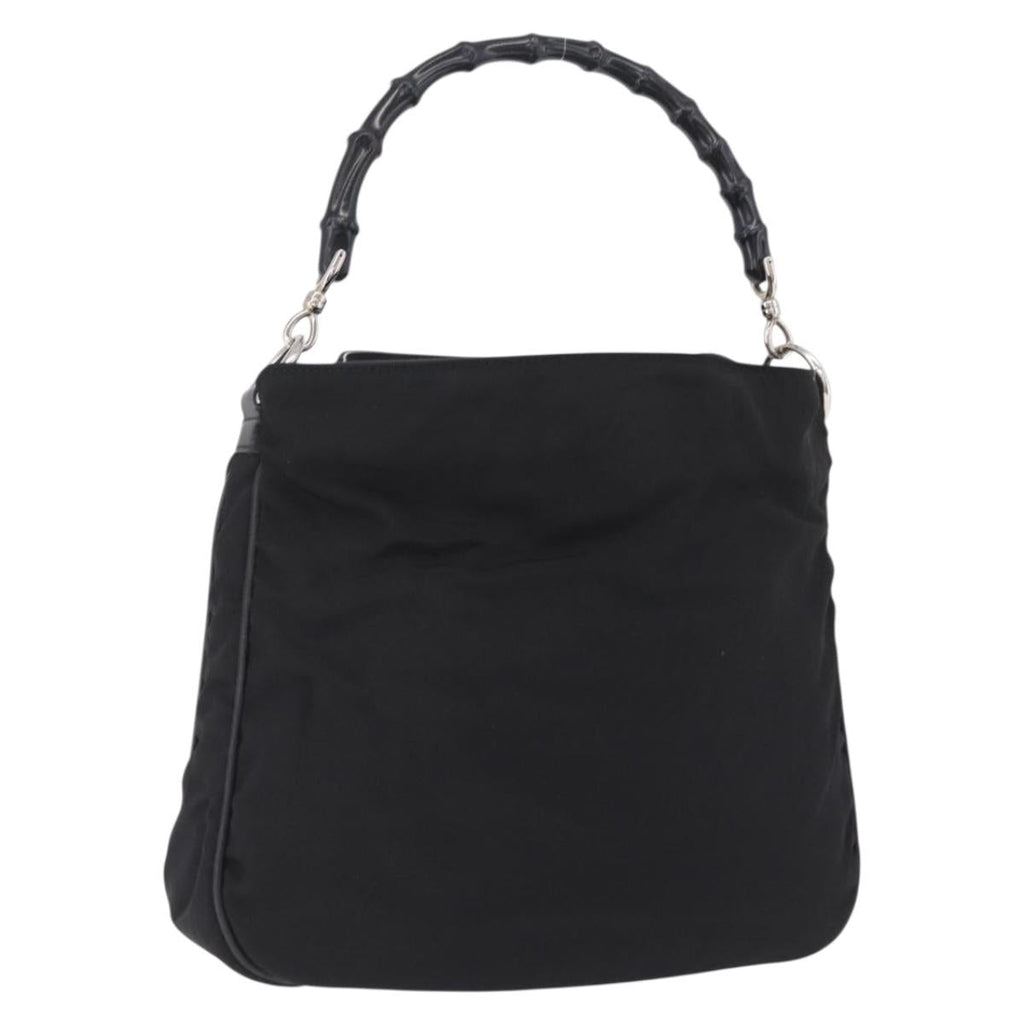 GUCCI Bamboo Shoulder Bag Canvas Black Silver 001 1638 Auth 209672