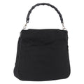GUCCI Bamboo Shoulder Bag Canvas Black Silver 001 1638 Auth 209672