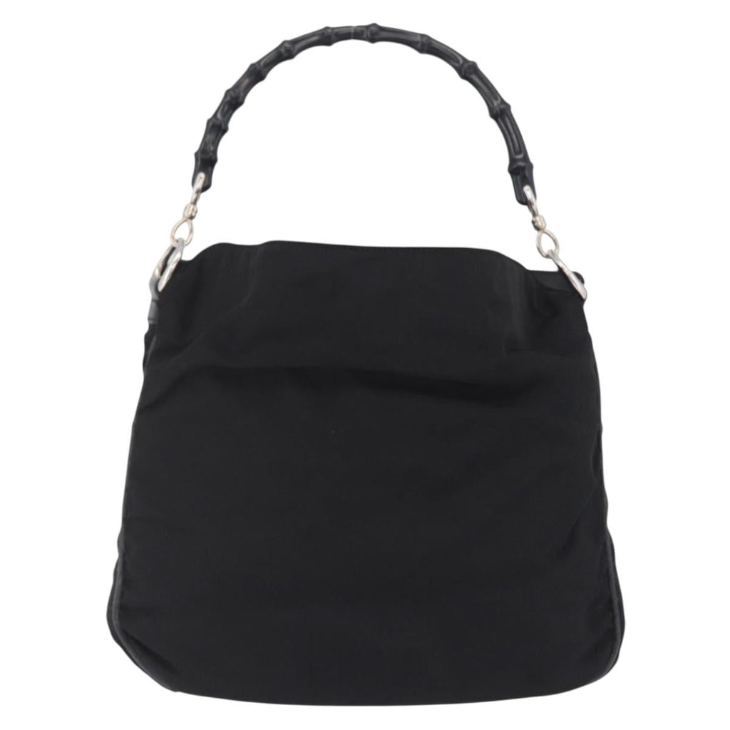 GUCCI Bamboo Shoulder Bag Canvas Black Silver 001 1638 Auth 209672