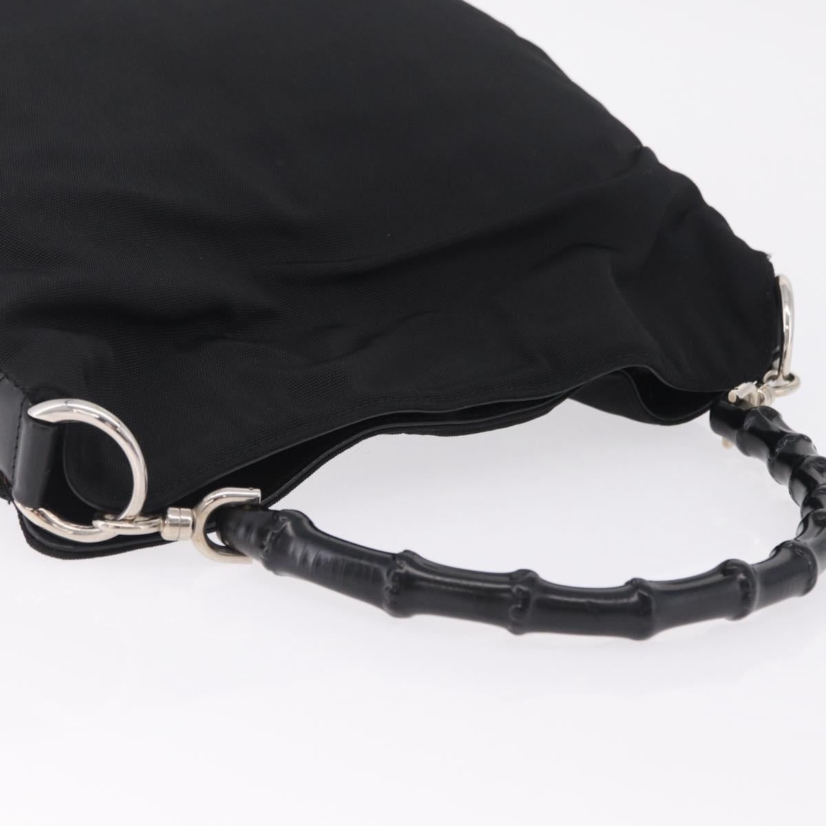 GUCCI Bamboo Shoulder Bag Canvas Black Silver 001 1638 Auth 209672
