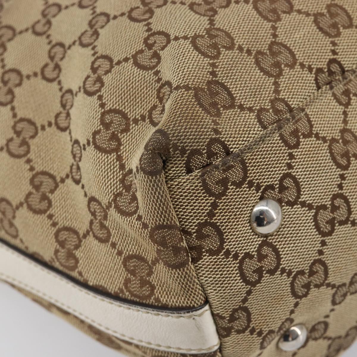 GUCCI GG Canvas Web Sherry Line Tote Bag Beige Silver 232970 Auth 209693