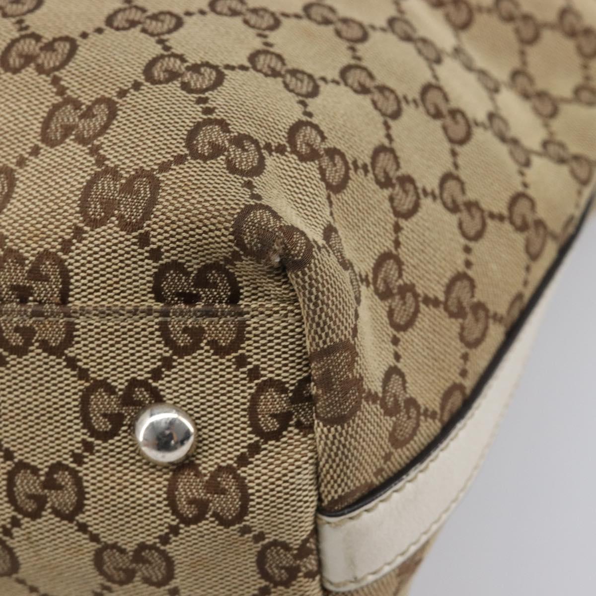 GUCCI GG Canvas Web Sherry Line Tote Bag Beige Silver 232970 Auth 209693