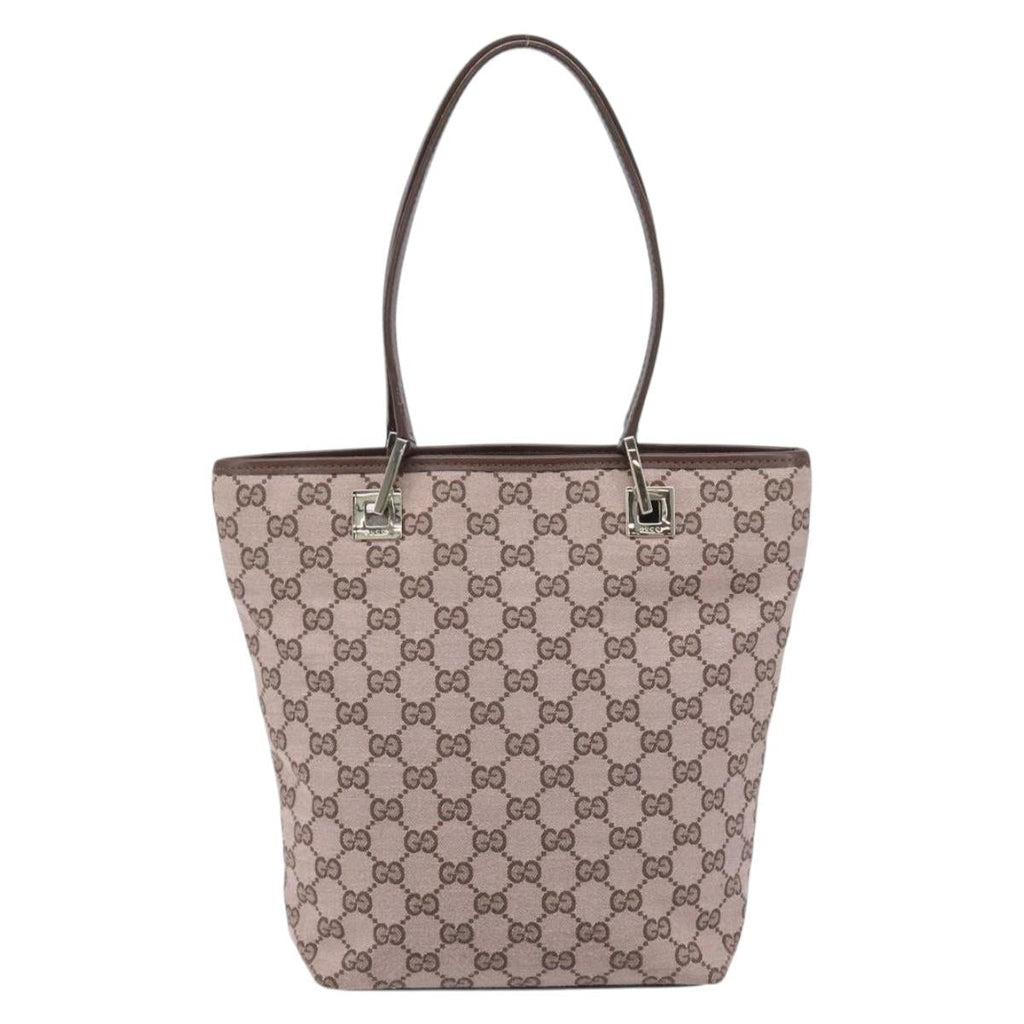 GUCCI GG Canvas Tote Bag Pink Gold Tone 002 1099 Auth 209694