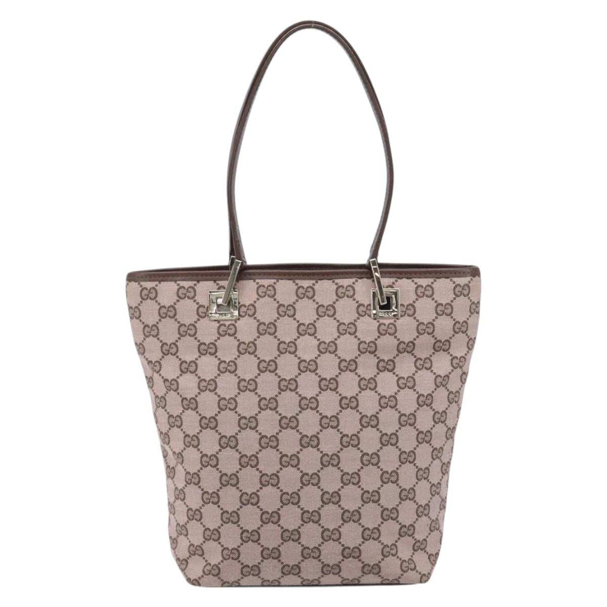 GUCCI GG Canvas Tote Bag Pink Gold Tone 002 1099 Auth 209694