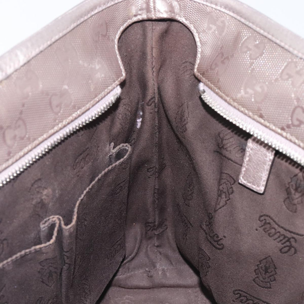 GUCCI GG Implementation Tote Bag PVC Leather Silver 211138 Auth 209695