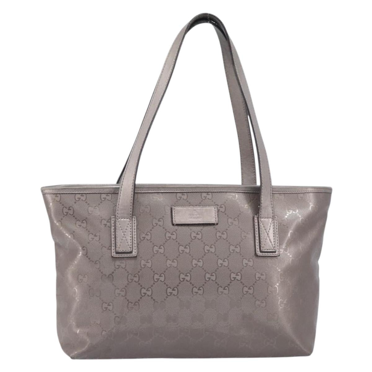GUCCI GG Implementation Tote Bag PVC Leather Silver 211138 Auth 209695