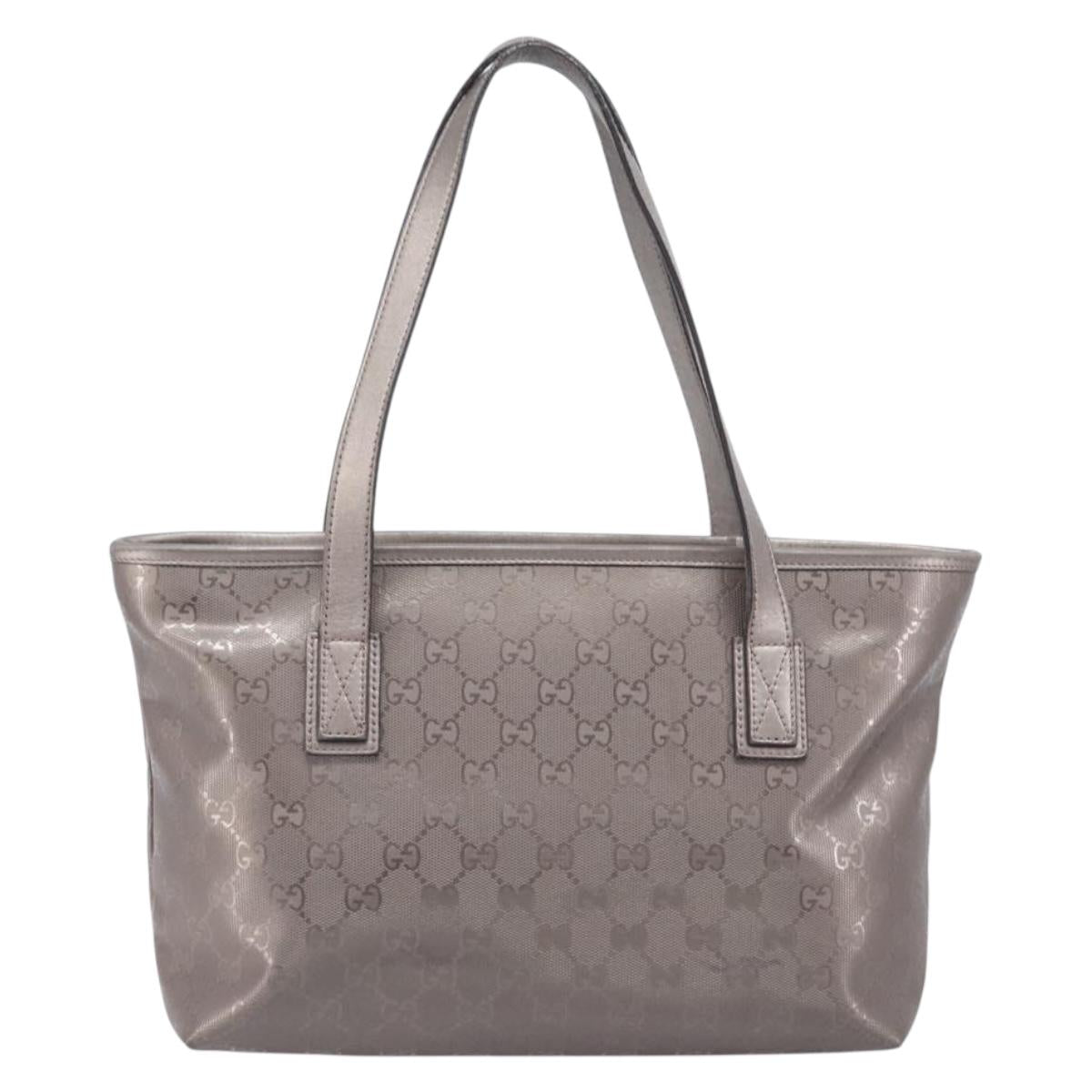 GUCCI GG Implementation Tote Bag PVC Leather Silver 211138 Auth 209695