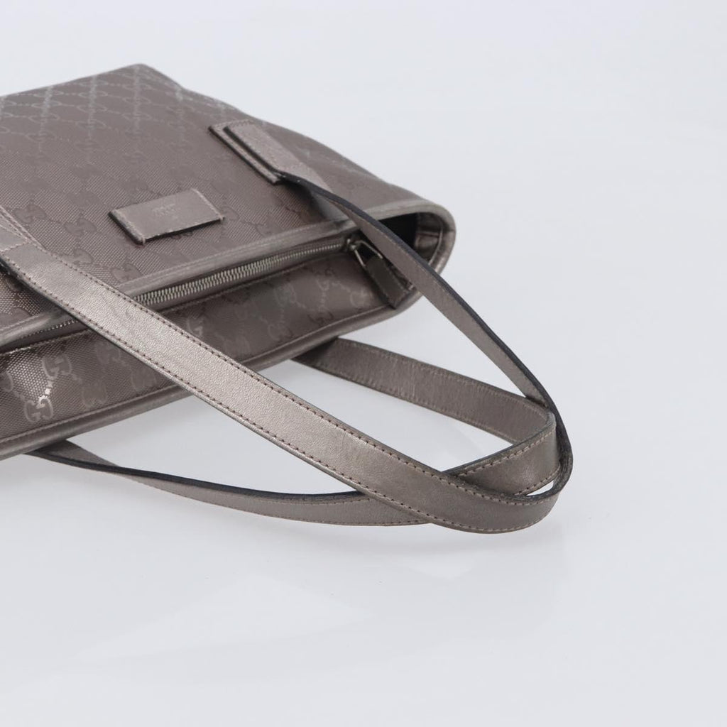 GUCCI GG Implementation Tote Bag PVC Leather Silver 211138 Auth 209695