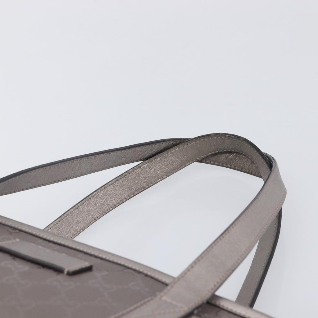 GUCCI GG Implementation Tote Bag PVC Leather Silver 211138 Auth 209695