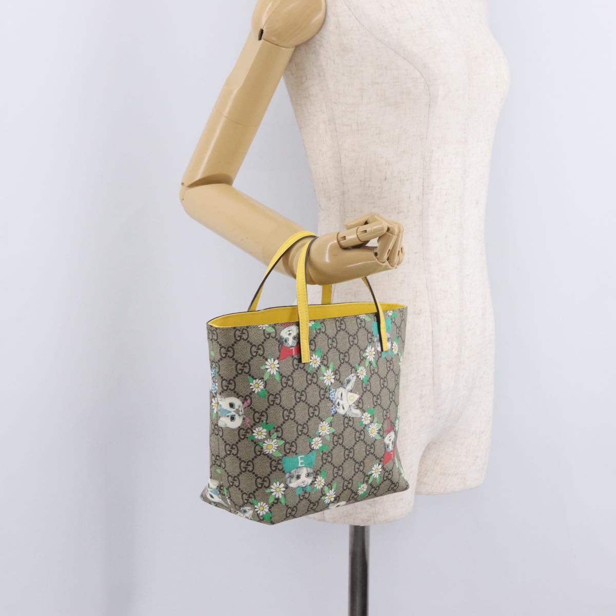 GUCCI GG Supreme Children's Hand Bag PVC Yuko Higuchi Beige 410812 Auth 209713M