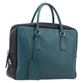 PRADA Hand Bag Saffiano leather Black Emerald Green Auth 209730A