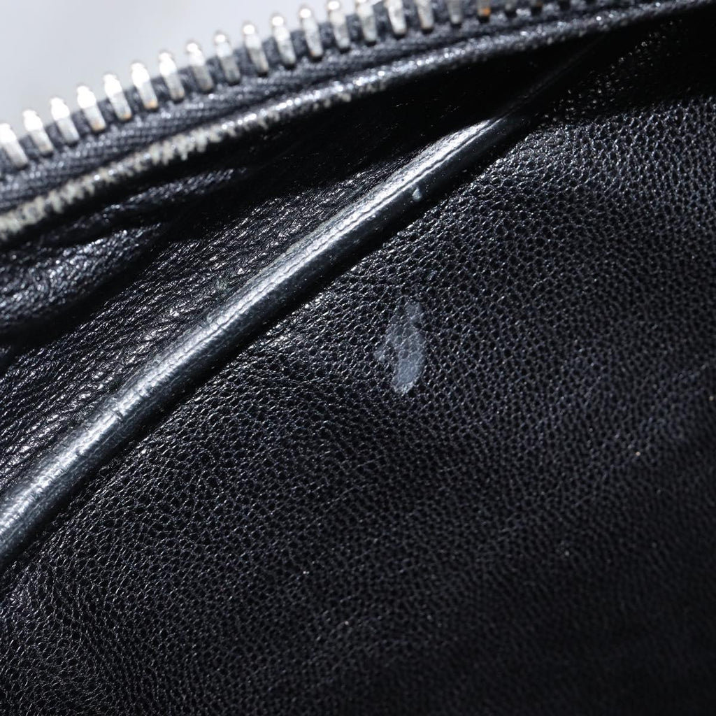 PRADA Hand Bag Saffiano leather Black Emerald Green Auth 209730A