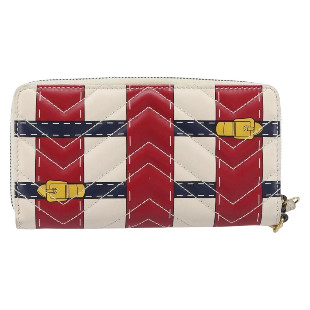 GUCCI GG Marmont Long Wallet Leather Red Gold Tone 466490 Auth 209778