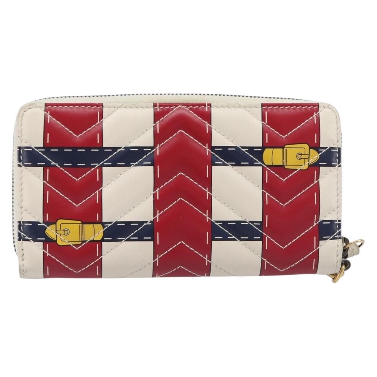 GUCCI GG Marmont Long Wallet Leather Red Gold Tone 466490 Auth 209778
