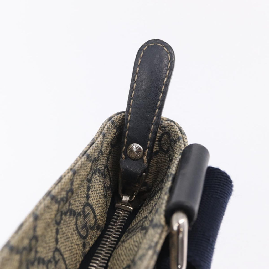 GUCCI GG Supreme Shoulder Bag PVC Navy Silver 201446 Auth 209799A