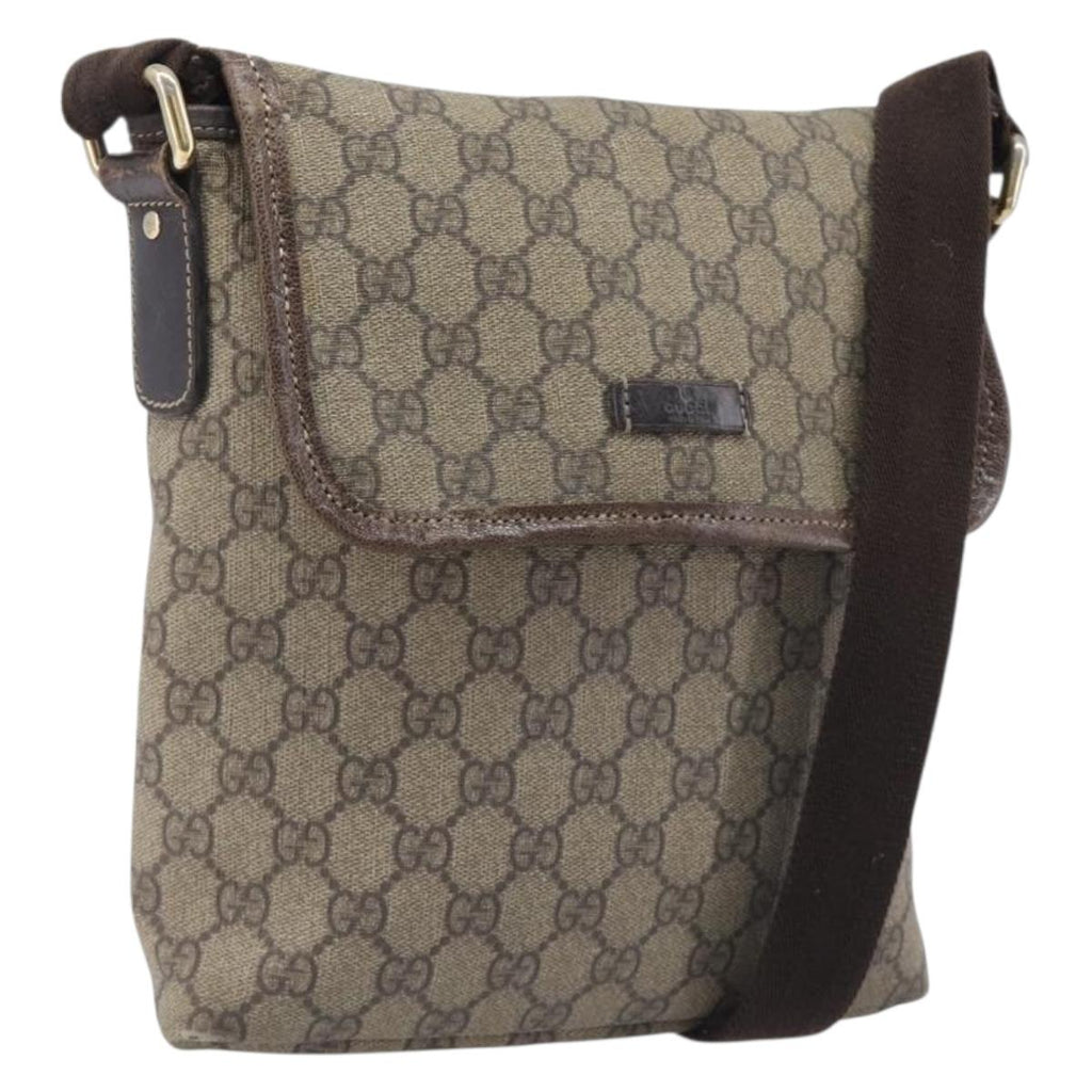 GUCCI GG Supreme Shoulder Bag PVC Beige Gold 223666 Auth 209864
