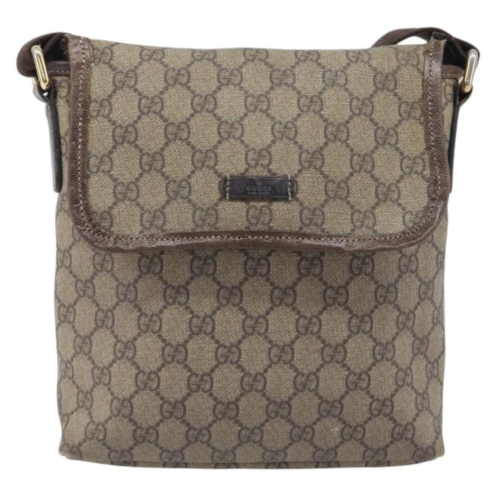GUCCI GG Supreme Shoulder Bag PVC Beige Gold 223666 Auth 209864