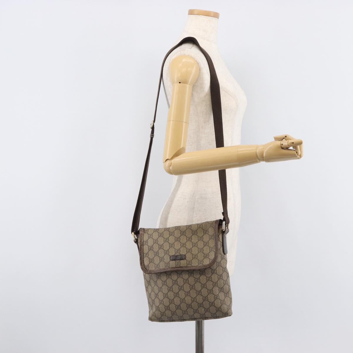 GUCCI GG Supreme Shoulder Bag PVC Beige Gold 223666 Auth 209864