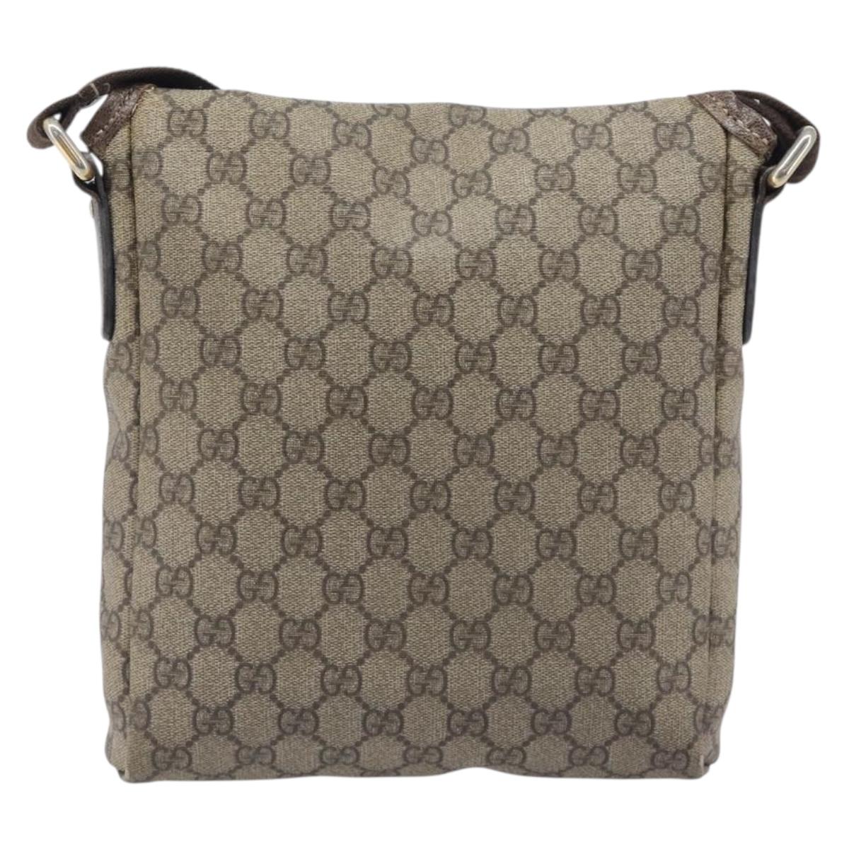 GUCCI GG Supreme Shoulder Bag PVC Beige Gold 223666 Auth 209864