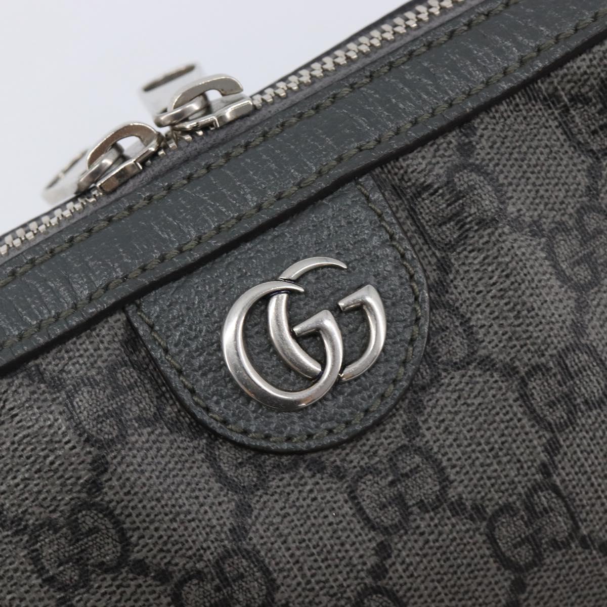 GUCCI GG Supreme Shoulder Bag PVC Gray Silver 699439 Auth 209865V