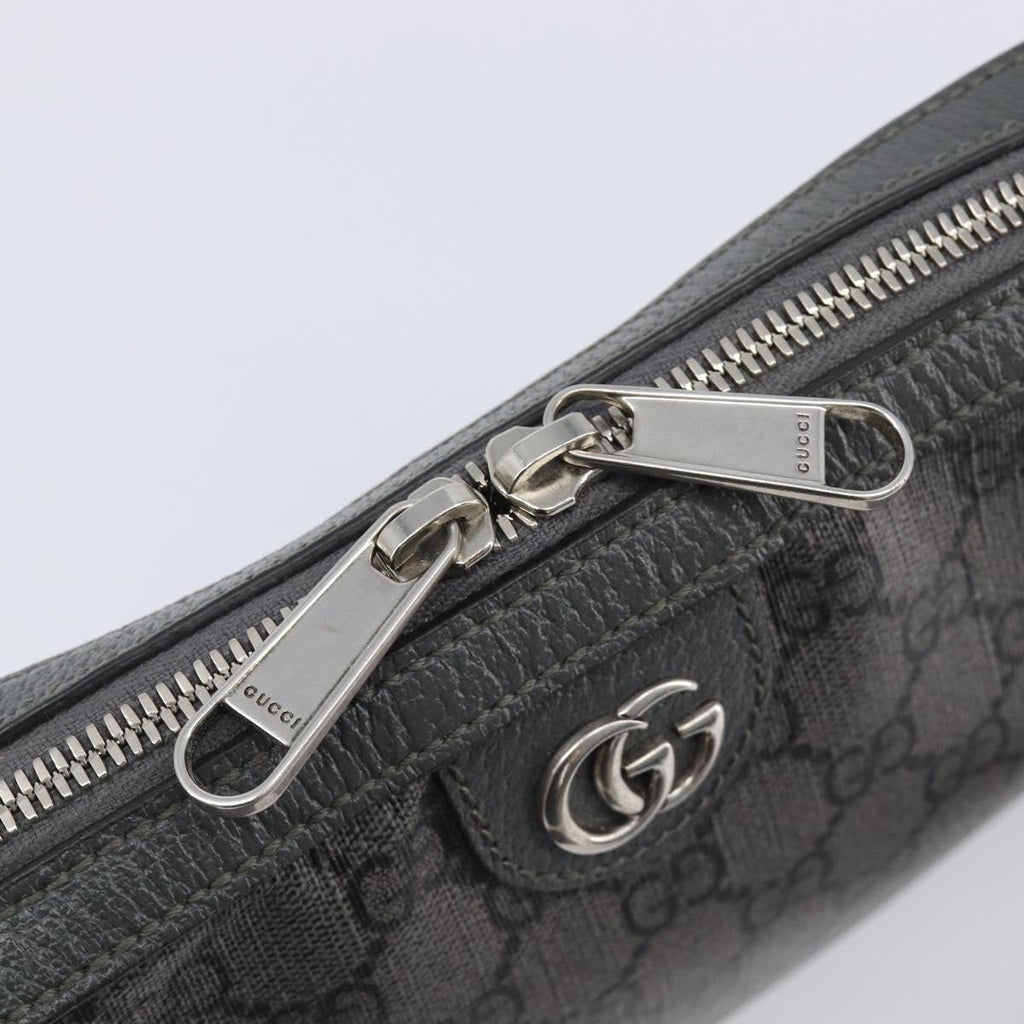 GUCCI GG Supreme Shoulder Bag PVC Gray Silver 699439 Auth 209865V