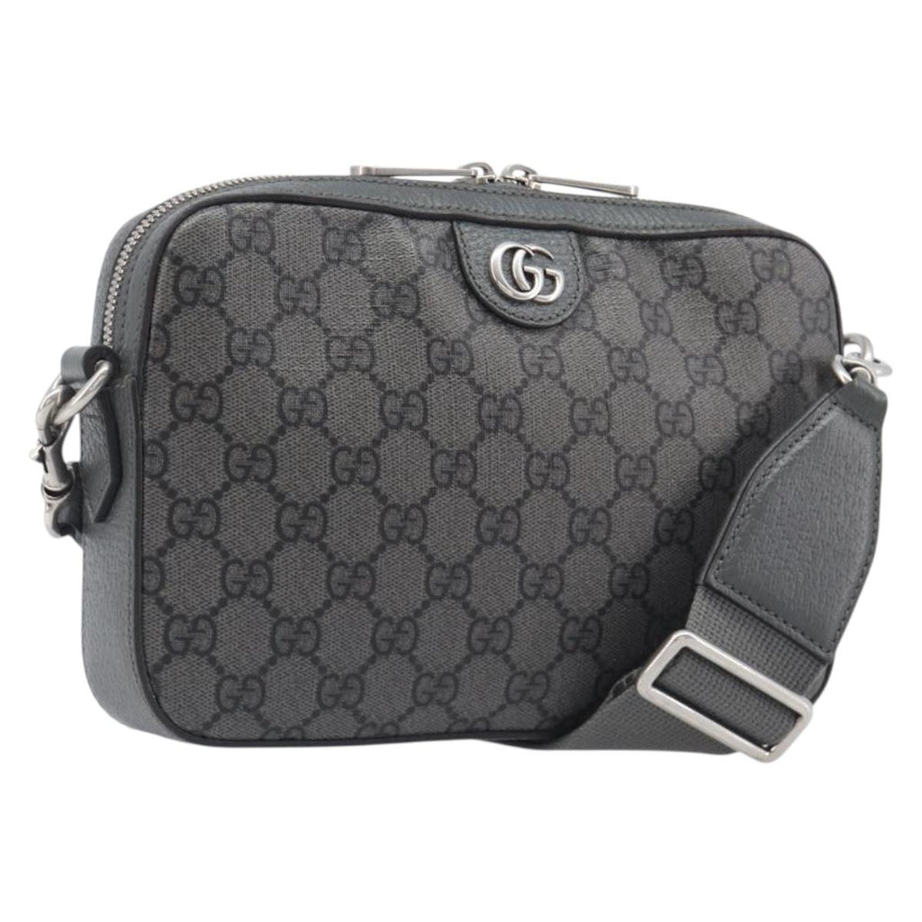 GUCCI GG Supreme Shoulder Bag PVC Gray Silver 699439 Auth 209865V