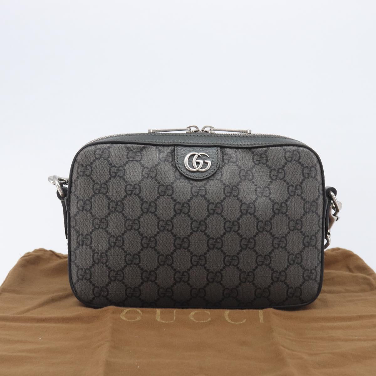 GUCCI GG Supreme Shoulder Bag PVC Gray Silver 699439 Auth 209865V