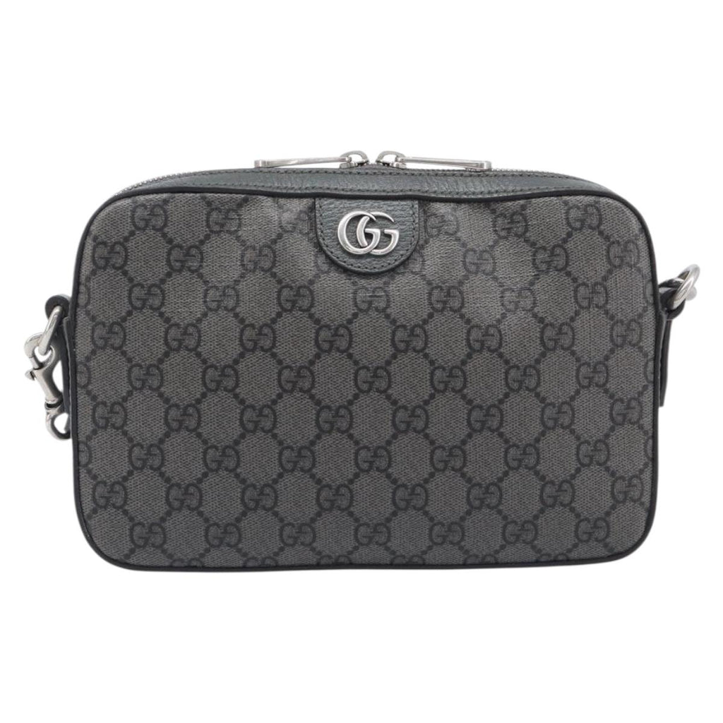 GUCCI GG Supreme Shoulder Bag PVC Gray Silver 699439 Auth 209865V