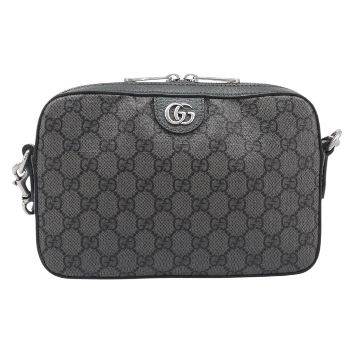 GUCCI GG Supreme Shoulder Bag PVC Gray Silver 699439 Auth 209865V