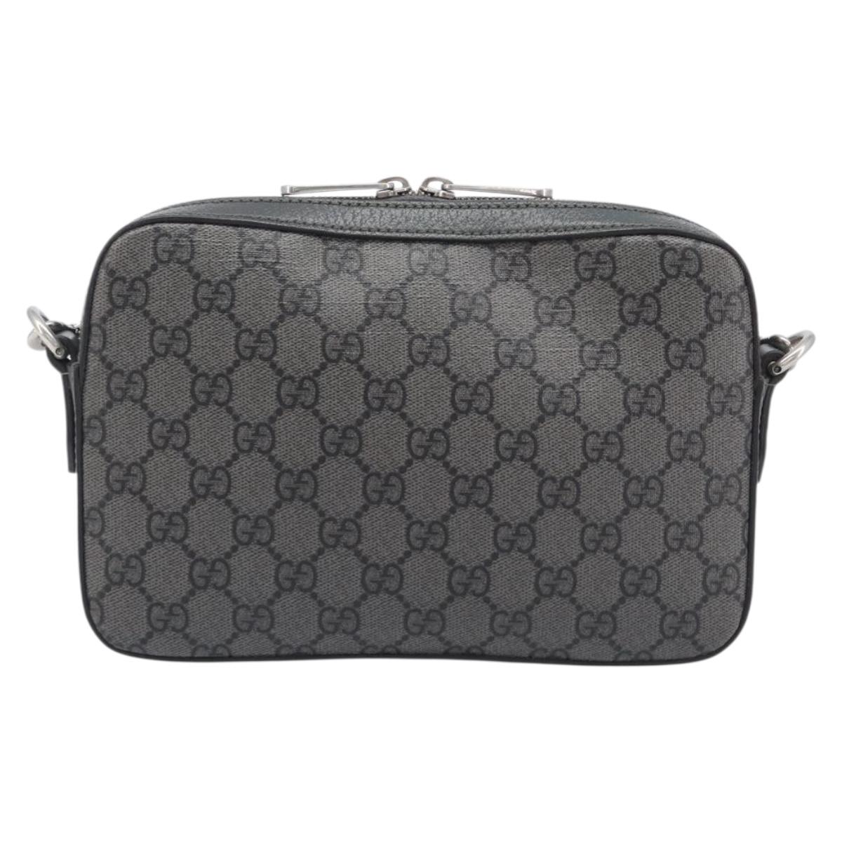 GUCCI GG Supreme Shoulder Bag PVC Gray Silver 699439 Auth 209865V