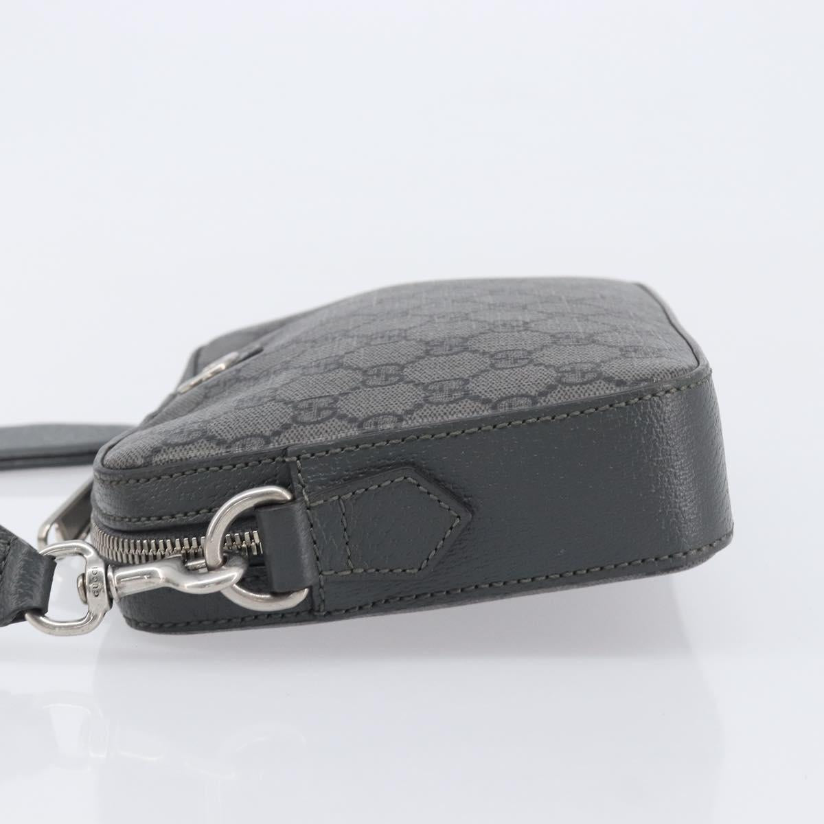 GUCCI GG Supreme Shoulder Bag PVC Gray Silver 699439 Auth 209865V