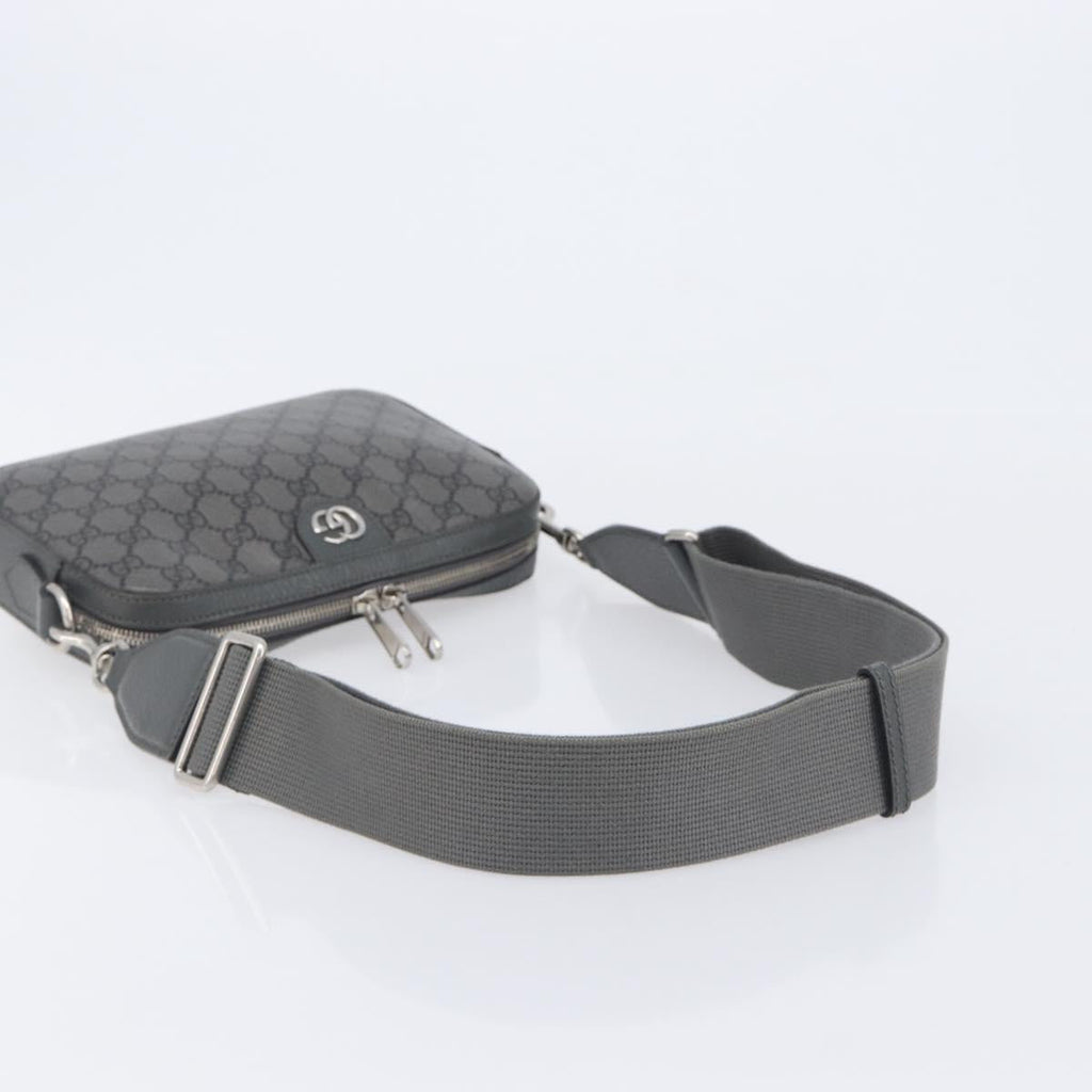 GUCCI GG Supreme Shoulder Bag PVC Gray Silver 699439 Auth 209865V