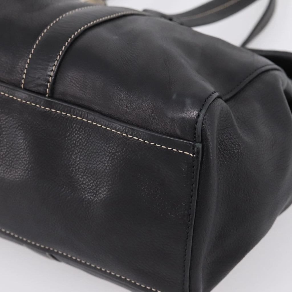 PRADA Shoulder Bag Leather Black Silver Auth 209900V