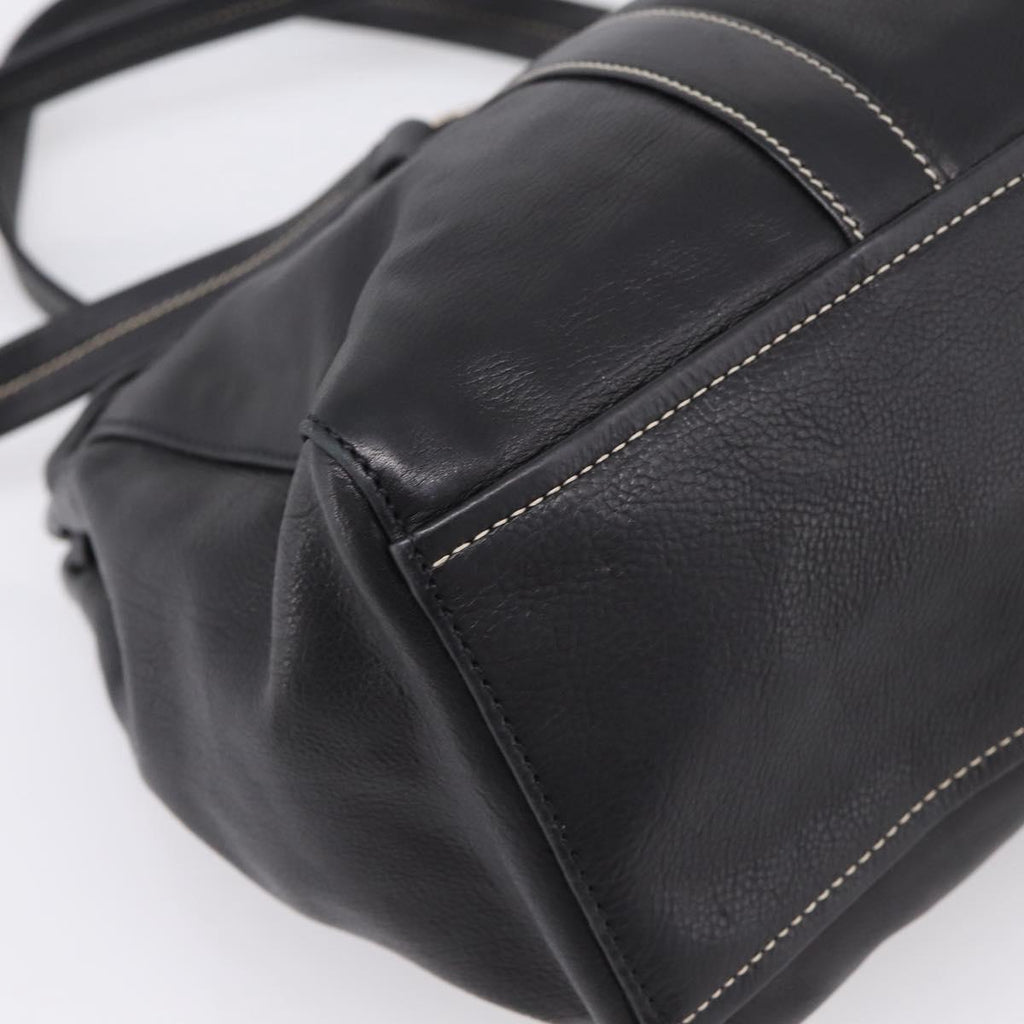 PRADA Shoulder Bag Leather Black Silver Auth 209900V