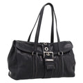 PRADA Shoulder Bag Leather Black Silver Auth 209900V