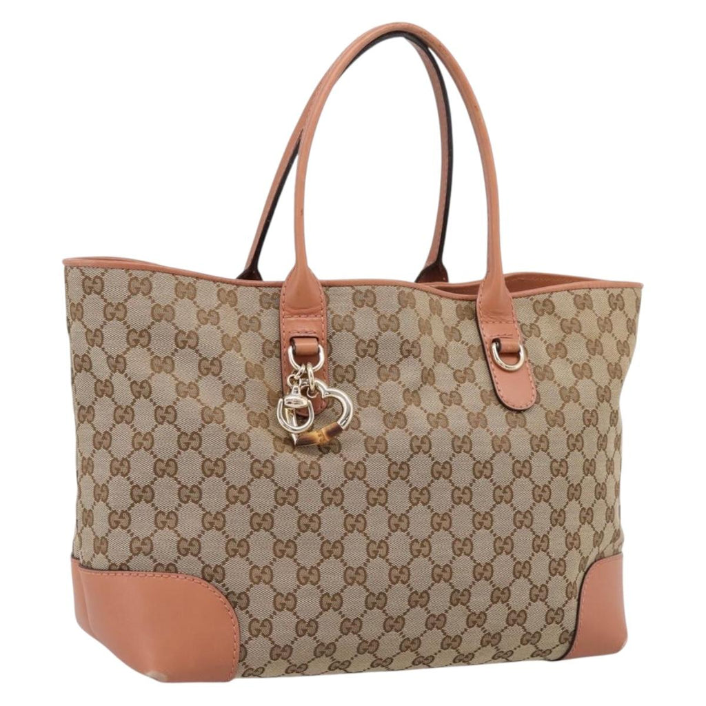 GUCCI GG Canvas Tote Bag Beige Gold 269956 Auth 209910
