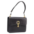 GUCCI Shoulder Bag Leather Brown Gold Auth 209924