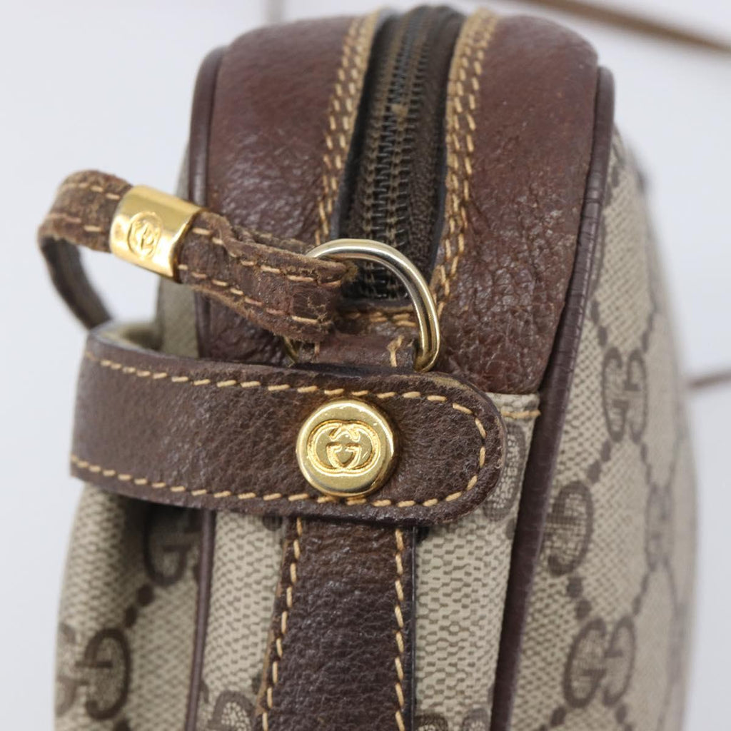 GUCCI GG Supreme Shoulder Bag PVC Beige Gold 007 904 0423 Auth 209939