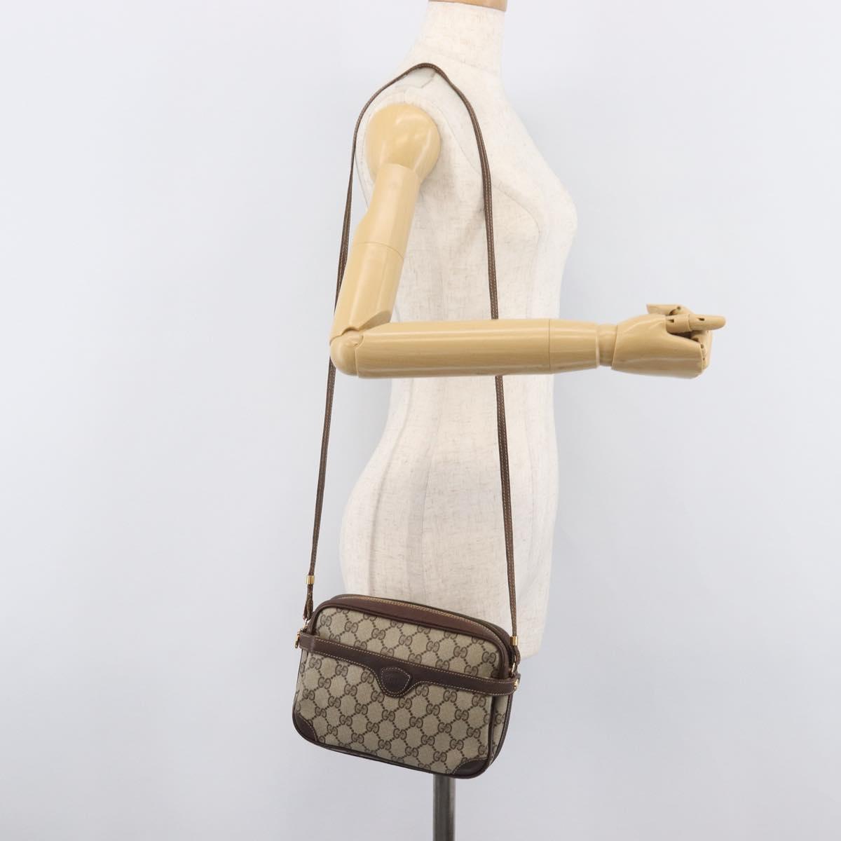 GUCCI GG Supreme Shoulder Bag PVC Beige Gold 007 904 0423 Auth 209939