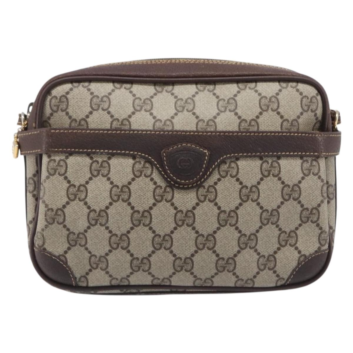 GUCCI GG Supreme Shoulder Bag PVC Beige Gold 007 904 0423 Auth 209939