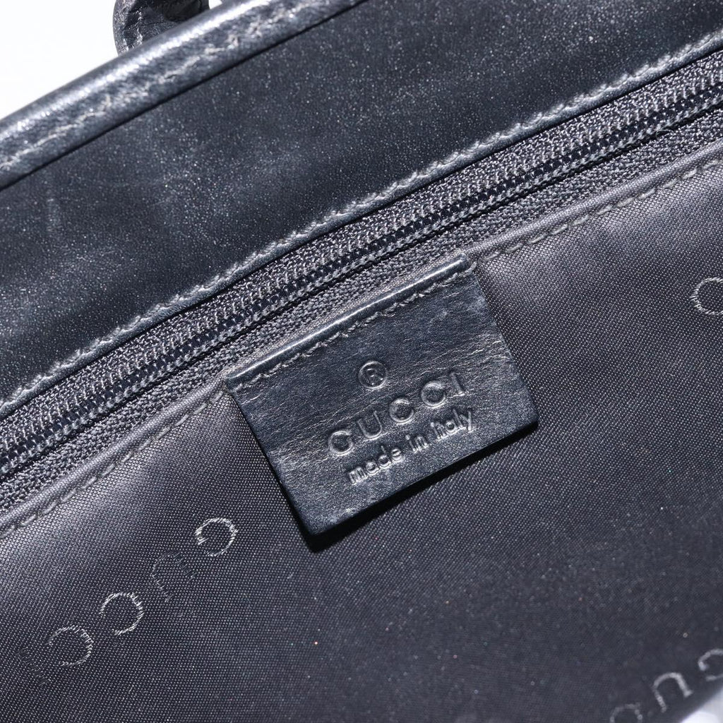 GUCCI Jackie Hand Bag Leather Black Silver 002 1065 Auth 209943V