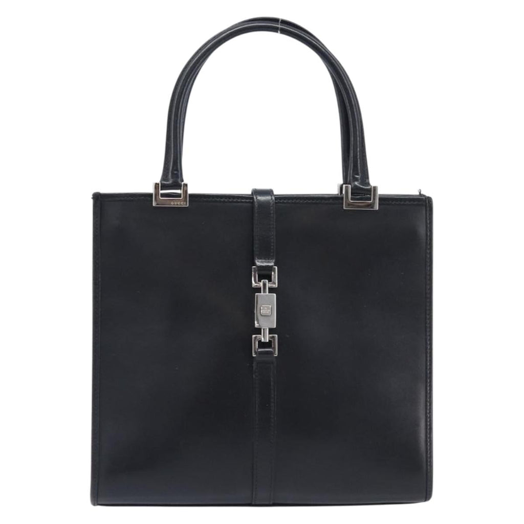 GUCCI Jackie Hand Bag Leather Black Silver 002 1065 Auth 209943V